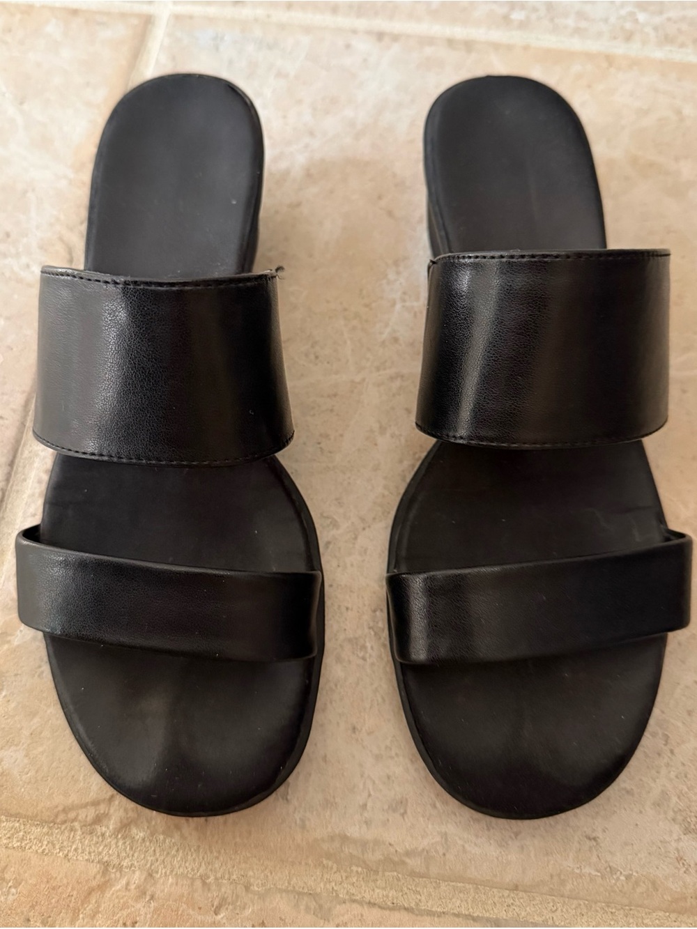 Aerosoles Badazzle Black Double Strap Slide Sandals – Women's Size 6.5M